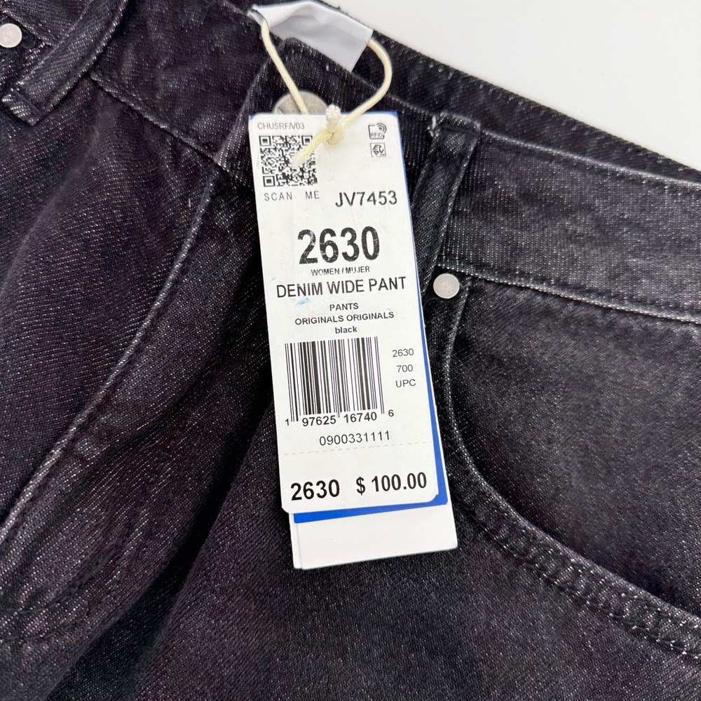 Adidas Y2K Pants Women Size 26/30‎ Black Originals Adicolor Denim Adilenium New - Picture 6 of 15
